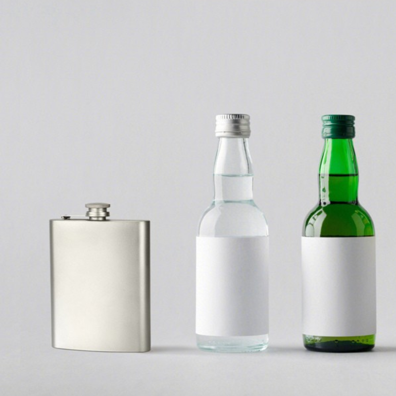 Ultralight Pure Titanium Square Hip Flask for Liquor & Whiskey (160ml / 215ml)