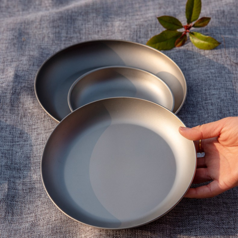 Ultralight Pure Titanium Dinner Plate / Serving Dish (15cm / 19cm / 22cm)
