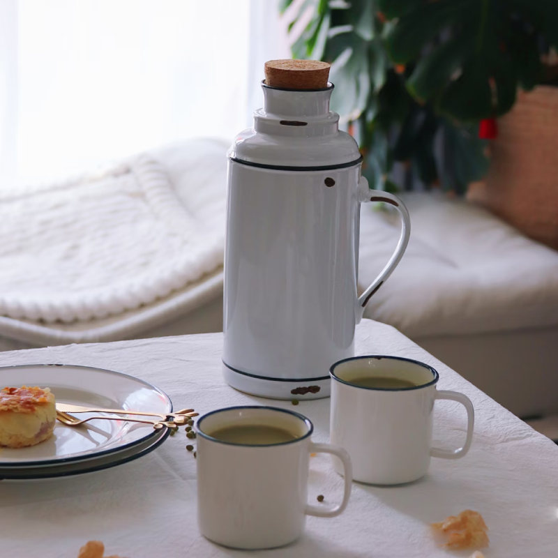 Classic 8cm Handcrafted White Enamel Mug Cup for Outdoor Camping & Office Use
