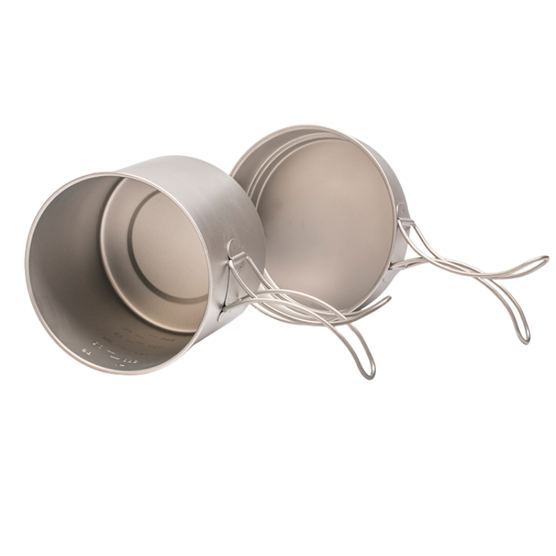 Ultralight Pure Titanium 2-Piece Camping Cookware Set (Pot & Pan / Frying Pan Lid)