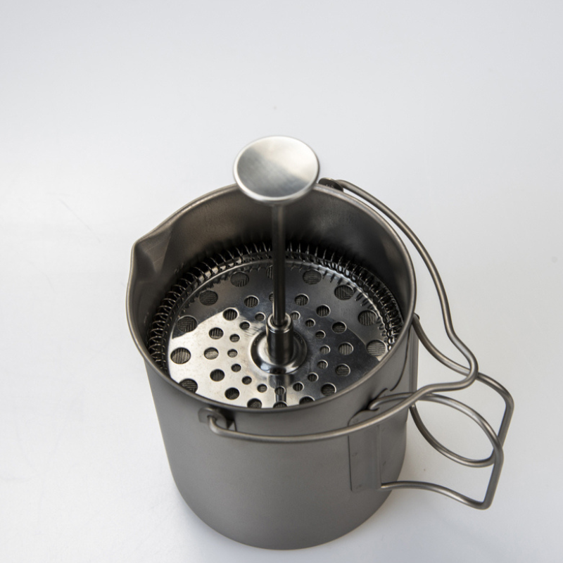 Pure Titanium Pour-Over Coffee Maker & Press Kettle with Stainless Steel Filter (650ml / 1000ml)