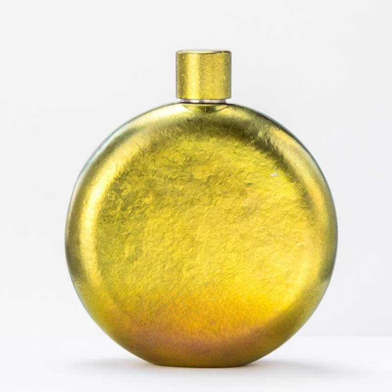 Ultralight Pure Titanium Round Pocket Hip Flask for Spirits & Whiskey