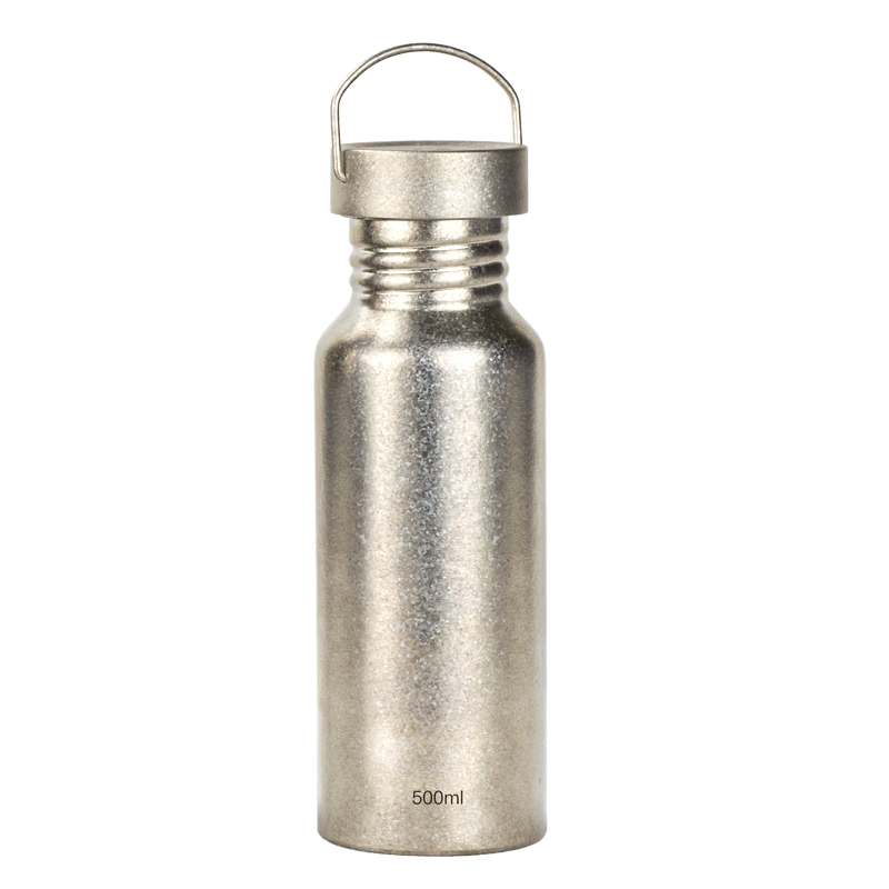 Ultralight Pure Titanium Sports Water Bottle with Sandblasted / Crystallized Finish
