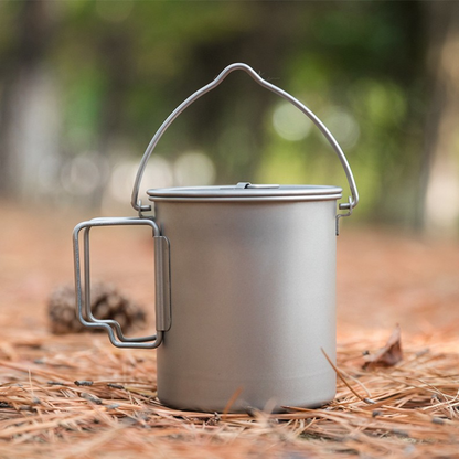 750ml Ultralight Pure Titanium Solo Hanging Pot / Mug with Bail Handle
