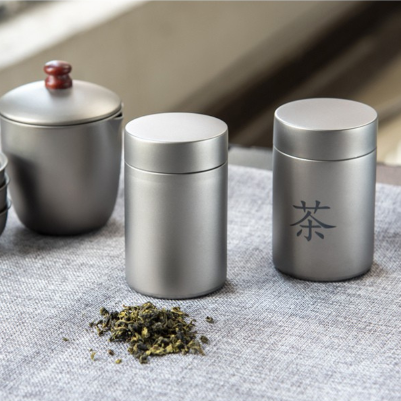 Pure Titanium Airtight Tea Canister / Storage Container with Frosted Finish (78g)