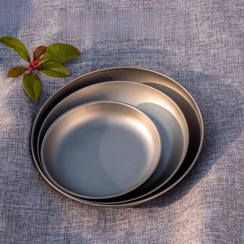 Ultralight Pure Titanium Dinner Plate / Serving Dish (15cm / 19cm / 22cm)