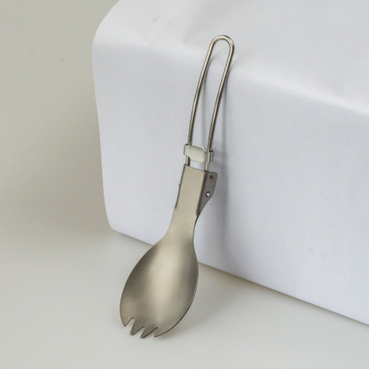 17g Ultralight Folding Titanium Spork / Spoon with Stainless Steel Wire Handle