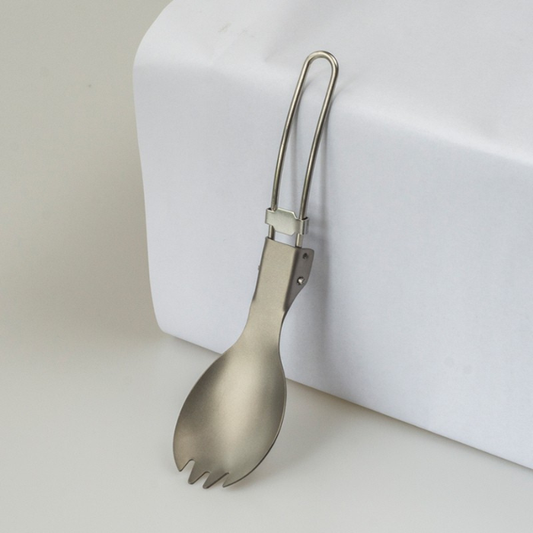 17g Ultralight Folding Titanium Spork / Spoon with Stainless Steel Wire Handle