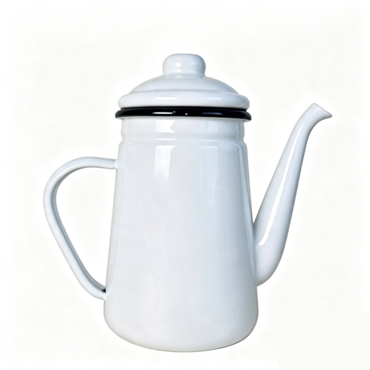 Vintage 1.1L Enamel Gooseneck Coffee Kettle Pot for Outdoor Camping & Home Pour-Over