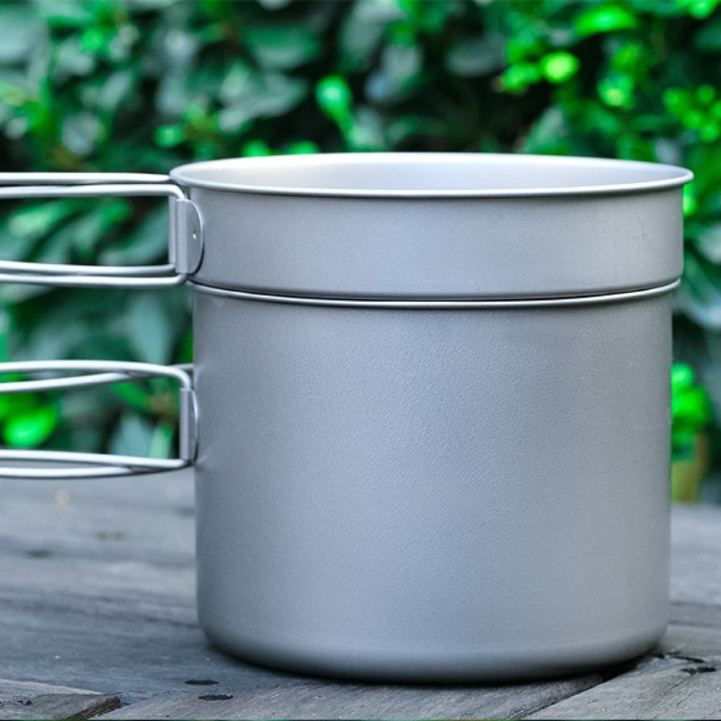 Ultralight Pure Titanium 2-Piece Camping Cookware Set (Pot & Pan / Frying Pan Lid)