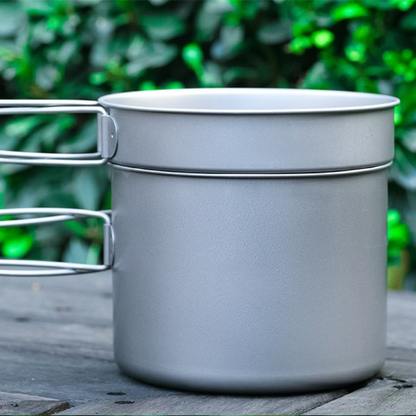 Ultralight Pure Titanium 2-Piece Camping Cookware Set (Pot & Pan / Frying Pan Lid)