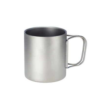 Double-Wall Pure Titanium Camping Mug with Foldable Handles