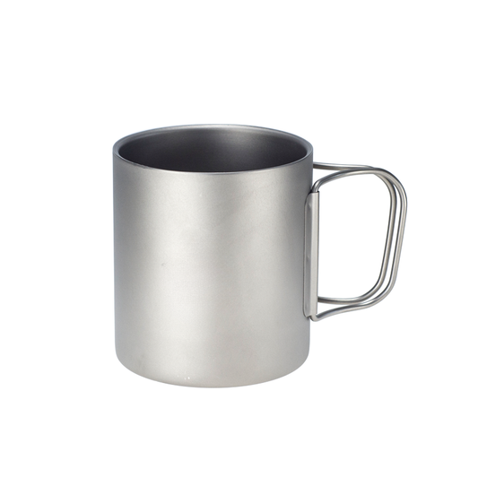 Double-Wall Pure Titanium Camping Mug with Foldable Handles