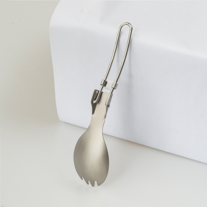 17g Ultralight Folding Titanium Spork / Spoon with Stainless Steel Wire Handle