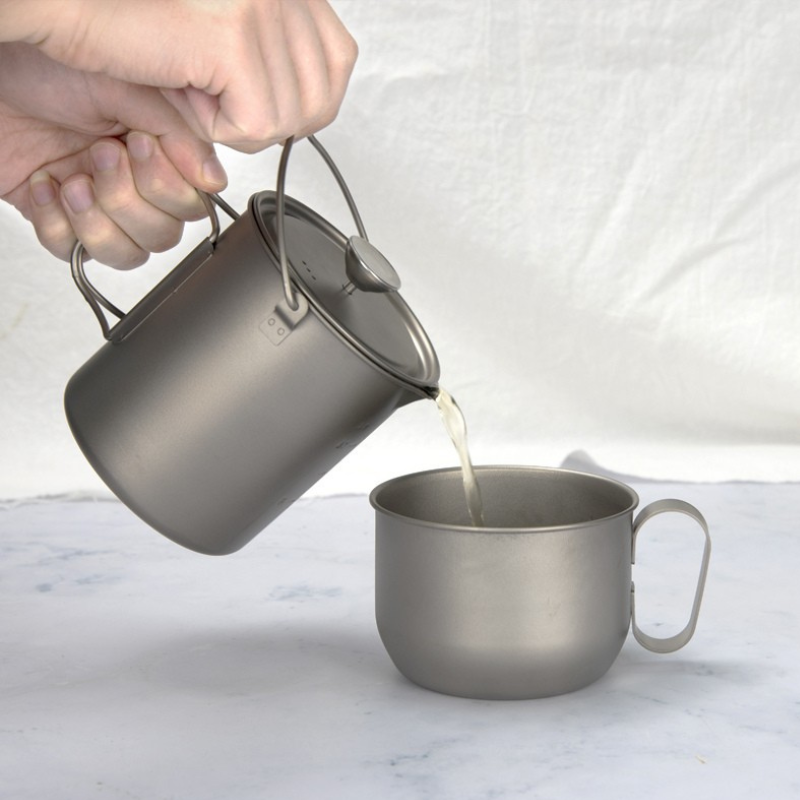 Pure Titanium Pour-Over Coffee Maker & Press Kettle with Stainless Steel Filter (650ml / 1000ml)