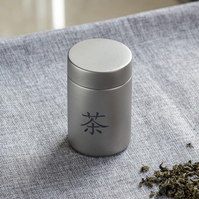 Pure Titanium Airtight Tea Canister / Storage Container with Frosted Finish (78g)