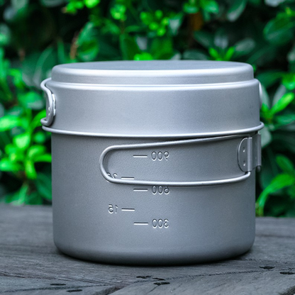 Ultralight Pure Titanium 2-Piece Camping Cookware Set (Pot & Pan / Frying Pan Lid)
