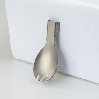 17g Ultralight Folding Titanium Spork / Spoon with Stainless Steel Wire Handle