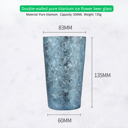 500ml Double-Walled Pure Titanium Ice Flower Beer Glass / Tumbler (135g)