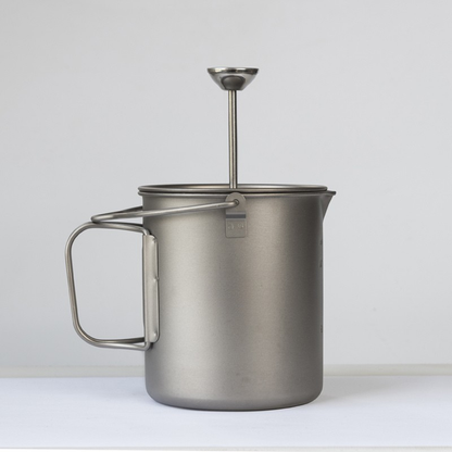 Pure Titanium Pour-Over Coffee Maker & Press Kettle with Stainless Steel Filter (650ml / 1000ml)