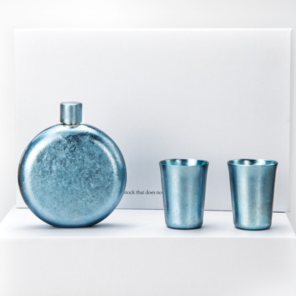 Ultralight Pure Titanium Round Pocket Hip Flask for Spirits & Whiskey