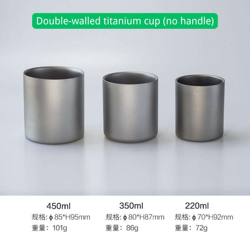 Double-Wall Pure Titanium Camping Mug with Foldable Handles