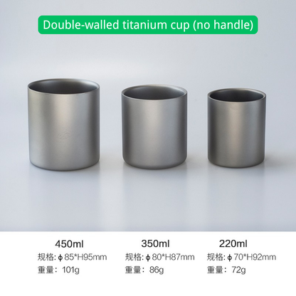 Double-Wall Pure Titanium Camping Mug with Foldable Handles