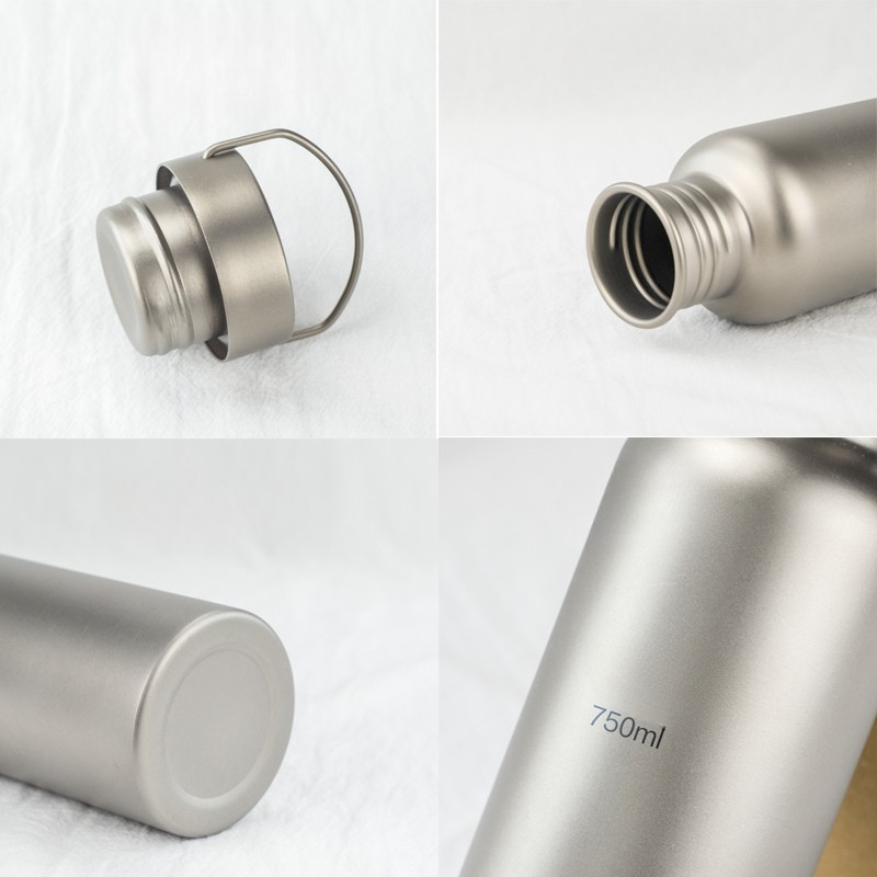 Ultralight Pure Titanium Sports Water Bottle with Sandblasted / Crystallized Finish