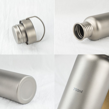 Ultralight Pure Titanium Sports Water Bottle with Sandblasted / Crystallized Finish