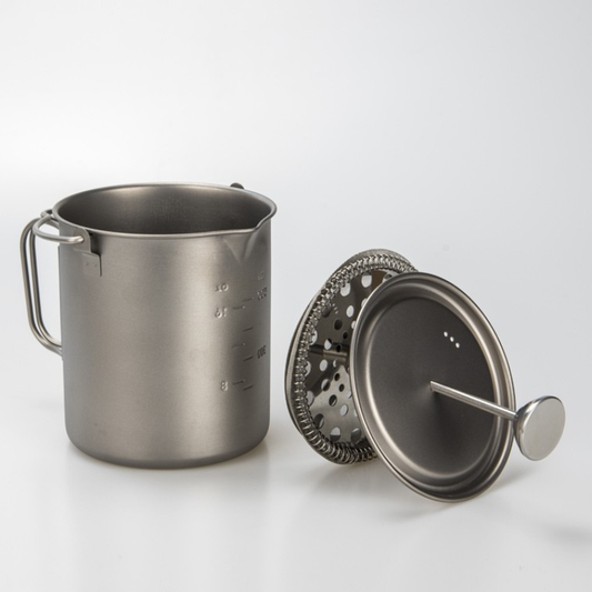 Pure Titanium Pour-Over Coffee Maker & Press Kettle with Stainless Steel Filter (650ml / 1000ml)