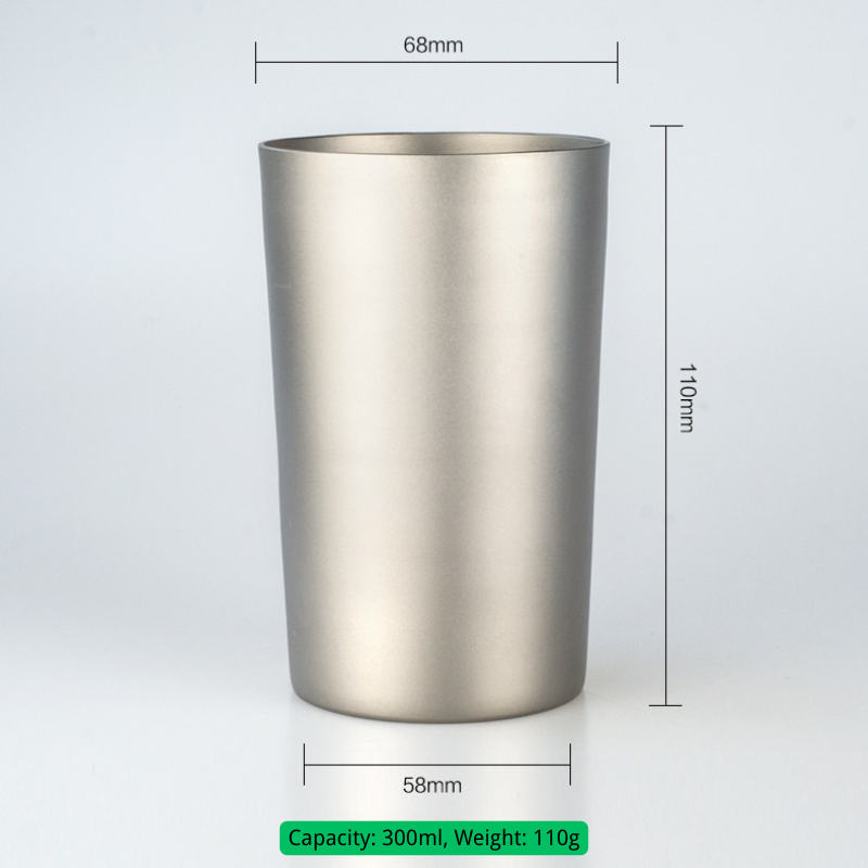 Double-Walled Pure Titanium Beer Glass / Tumbler (300ml / 500ml)
