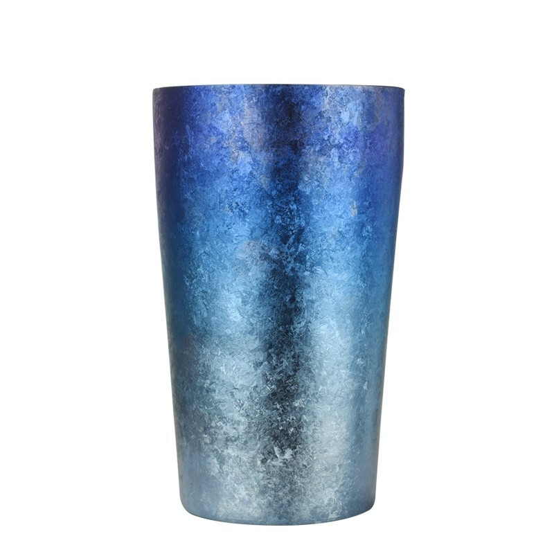 500ml Double-Walled Pure Titanium Ice Flower Beer Glass / Tumbler (135g)