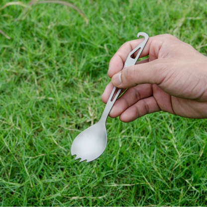 14g Ultralight Pure Titanium Straight Handle Spork with Tail Hook (162mm)