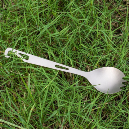 14g Ultralight Pure Titanium Straight Handle Spork with Tail Hook (162mm)