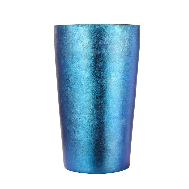 500ml Double-Walled Pure Titanium Ice Flower Beer Glass / Tumbler (135g)