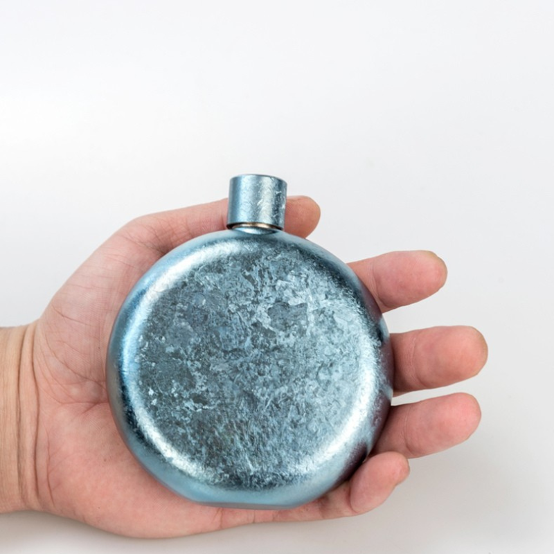 Ultralight Pure Titanium Round Pocket Hip Flask for Spirits & Whiskey