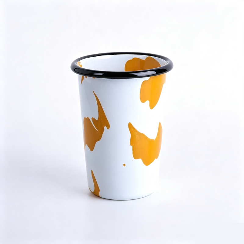 8cm Stackable V-Shaped Handleless Enamel Tumbler Cup for Outdoor Camping & Espresso (0.6mm)