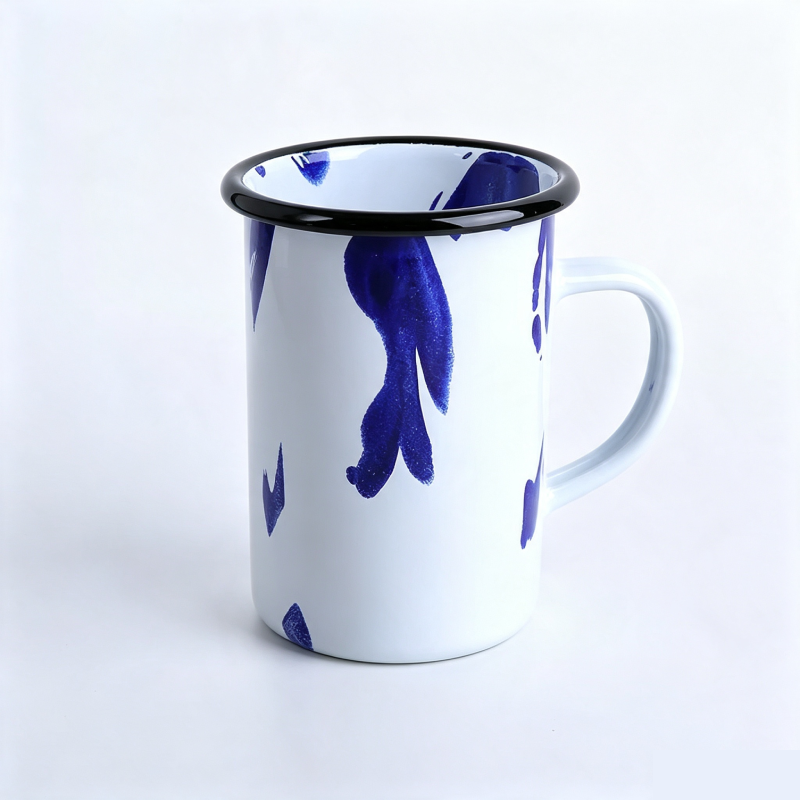 8cm Stackable V-Shaped Handleless Enamel Tumbler Cup for Outdoor Camping & Espresso (0.6mm)