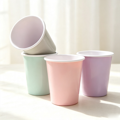 8cm Stackable V-Shaped Handleless Enamel Tumbler Cup for Outdoor Camping & Espresso (0.6mm)