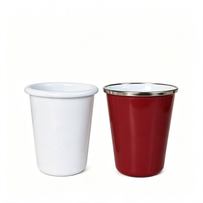 8cm Stackable V-Shaped Handleless Enamel Tumbler Cup for Outdoor Camping & Espresso (0.6mm)