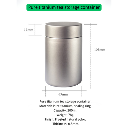 Pure Titanium Airtight Tea Canister / Storage Container with Frosted Finish (78g)
