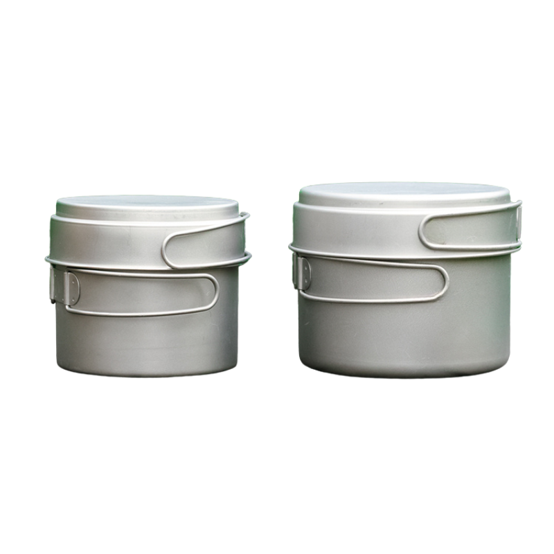 Ultralight Pure Titanium 2-Piece Camping Cookware Set (Pot & Pan / Frying Pan Lid)