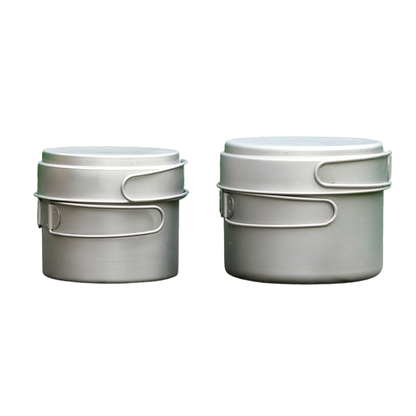 Ultralight Pure Titanium 2-Piece Camping Cookware Set (Pot & Pan / Frying Pan Lid)