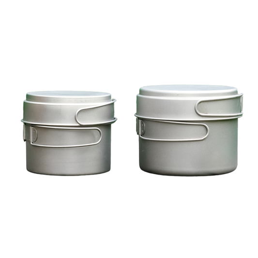 Ultralight Pure Titanium 2-Piece Camping Cookware Set (Pot & Pan / Frying Pan Lid)