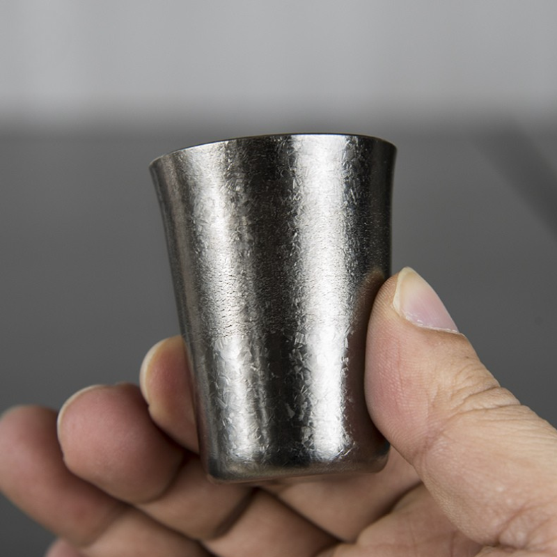 40ml Pure Titanium Shot Glass with Ice Flower Finish for Baijiu & Spirits (38g)
