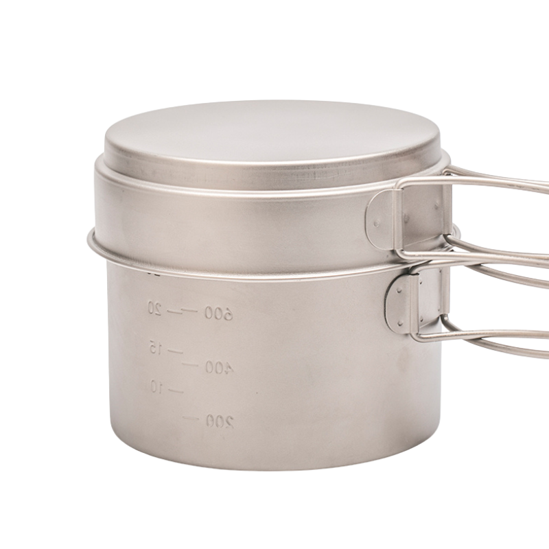 Ultralight Pure Titanium 2-Piece Camping Cookware Set (Pot & Pan / Frying Pan Lid)