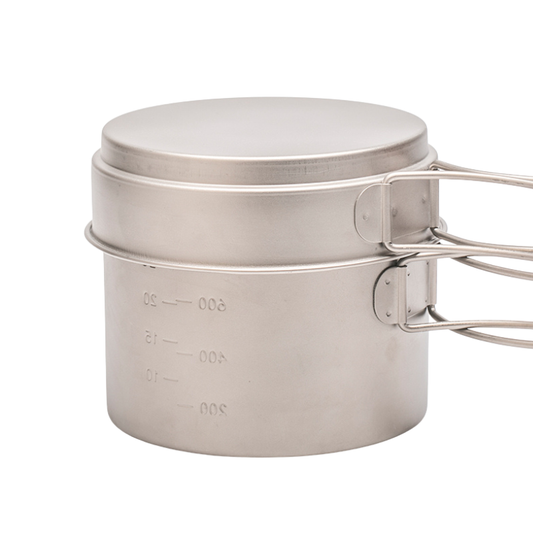 Ultralight Pure Titanium 2-Piece Camping Cookware Set (Pot & Pan / Frying Pan Lid)