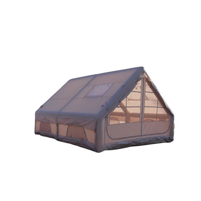 Large 12 square meter inflatable air tent featuring dual oversized skylights and breathable mesh panels, 300D waterproof oxford fabric, 12cm air beams, spacious 6-8 person capacity, perfect quick-setup blow up tent for family camping, glamping, festivals and outdoor adventures – Boertala 2025