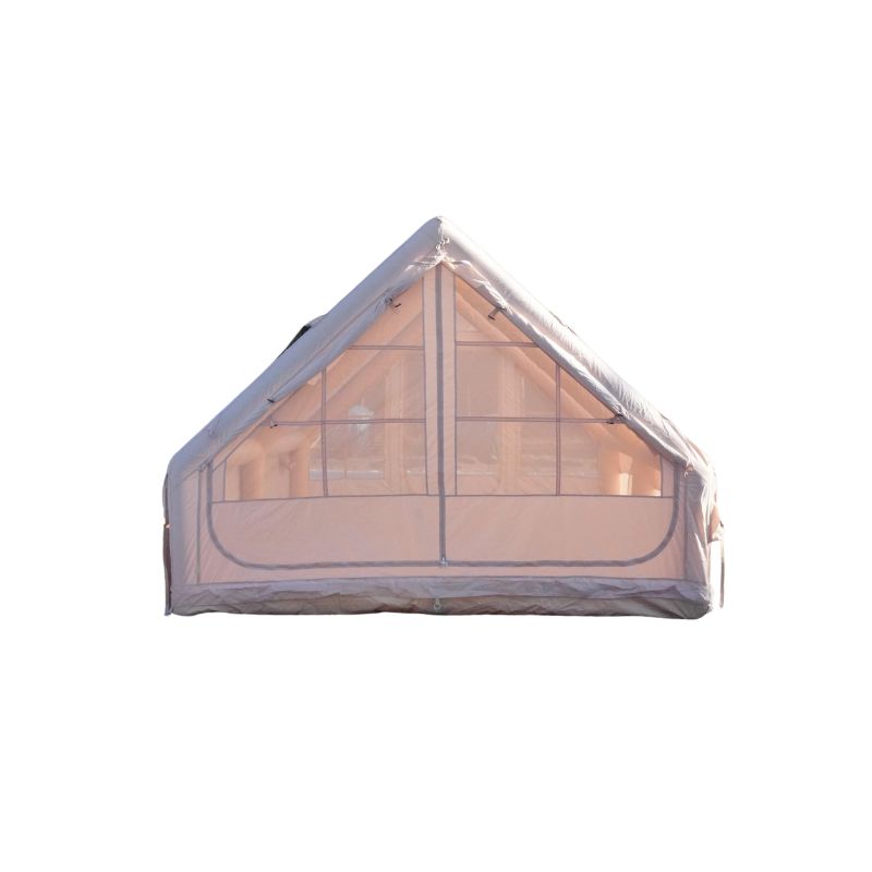 Large 12 square meter inflatable air tent featuring dual oversized skylights and breathable mesh panels, 300D waterproof oxford fabric, 12cm air beams, spacious 6-8 person capacity, perfect quick-setup blow up tent for family camping, glamping, festivals and outdoor adventures – Boertala 2025