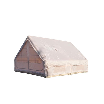 Large 12 square meter inflatable air tent featuring dual oversized skylights and breathable mesh panels, 300D waterproof oxford fabric, 12cm air beams, spacious 6-8 person capacity, perfect quick-setup blow up tent for family camping, glamping, festivals and outdoor adventures – Boertala 2025